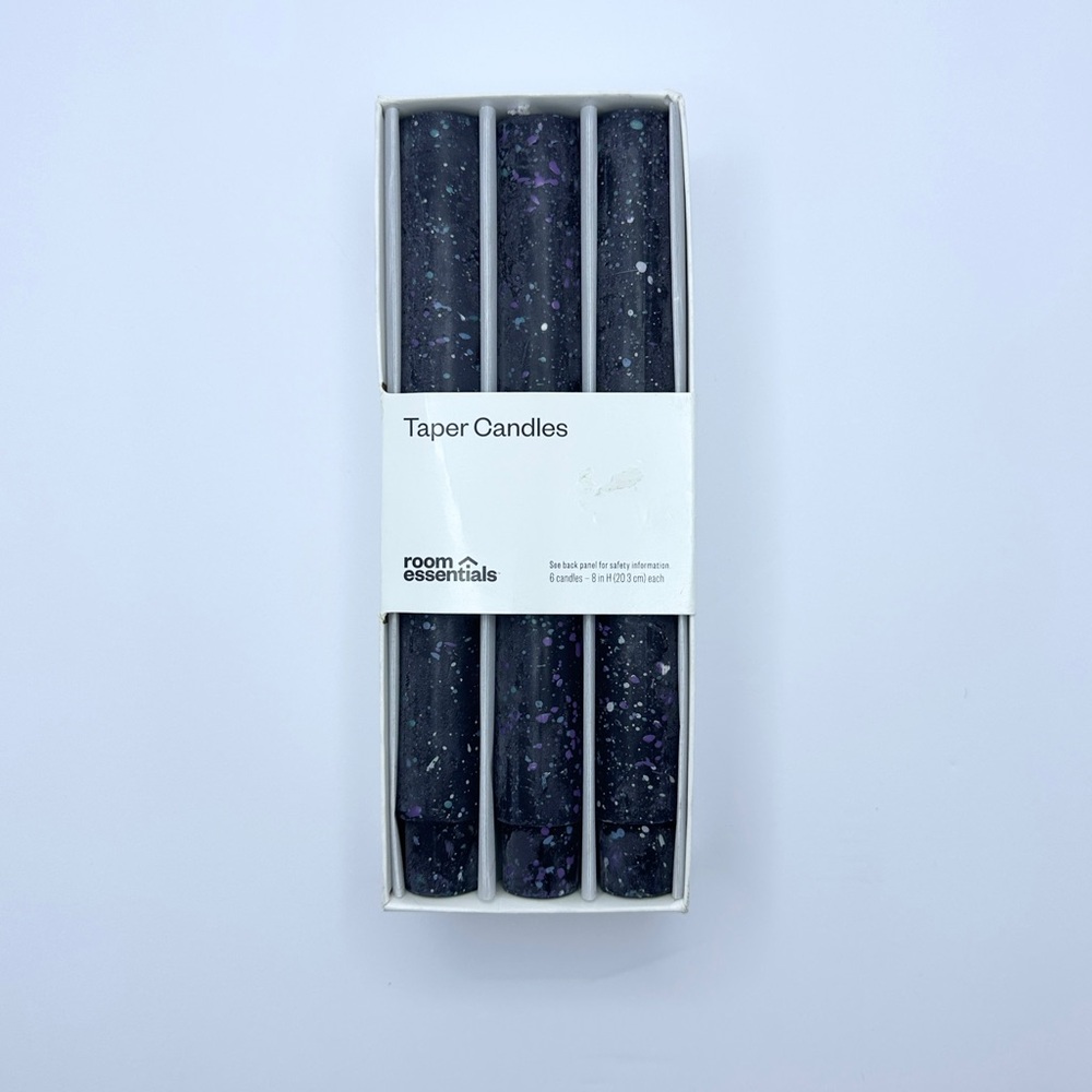 Room Essentials Black Speckled Taper Candles - 6 Pack
